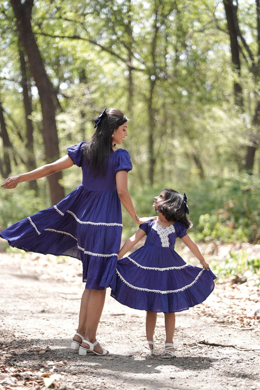 Mommy & Mini A Line Blue Dress