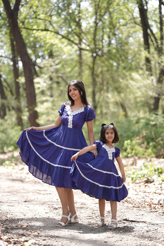 Mommy & Mini A Line Blue  Dress